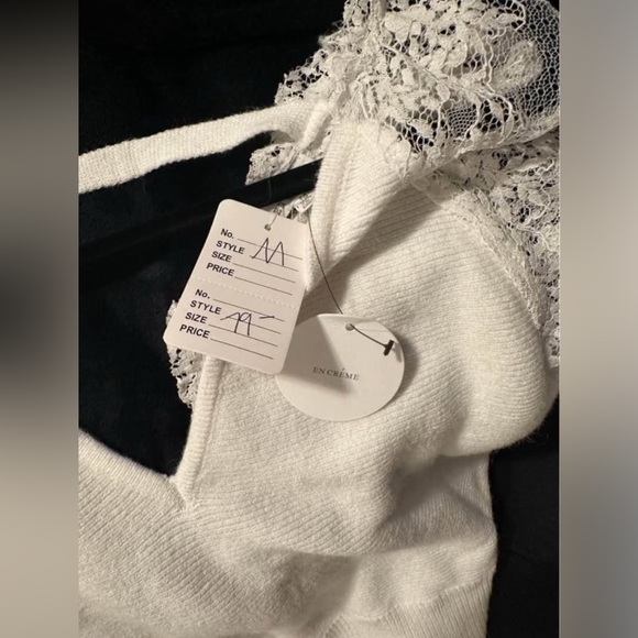 2/$50 White Lace Crop Sweater - Picture 5 of 5